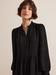 Phase Eight Black Shreya Check Swing Mini Dress - Image 4 of 5