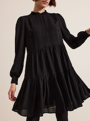 Phase Eight Black Shreya Check Swing Mini Dress - Image 5 of 5