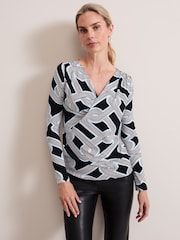 Phase Eight Black Sofiana Chain Print Top - Image 1 of 6
