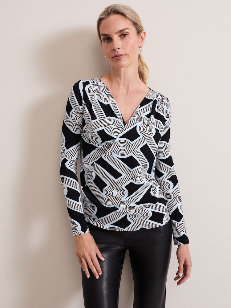 Phase Eight Black Sofiana Chain Print Top - Image 1 of 6
