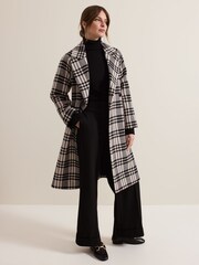 Phase Eight Black Petite Cassie Check Wool Coat - Image 3 of 7