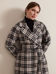 Phase Eight Black Petite Cassie Check Wool Coat - Image 4 of 7