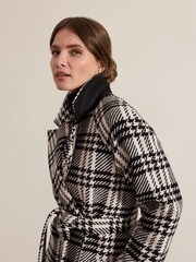 Phase Eight Black Petite Cassie Check Wool Coat - Image 5 of 7