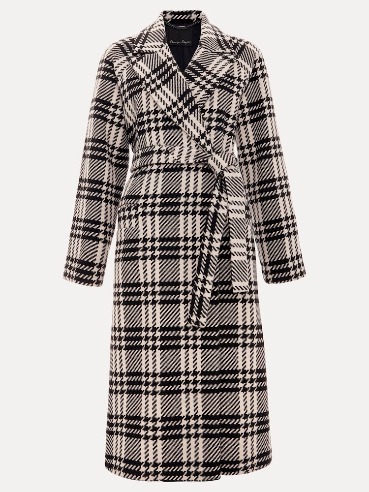 Phase Eight Black Petite Cassie Check Wool Coat - Image 7 of 7