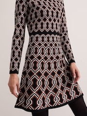 Phase Eight Black Josie Jacquard Fit and Flare Swing Dress - Image 4 of 7