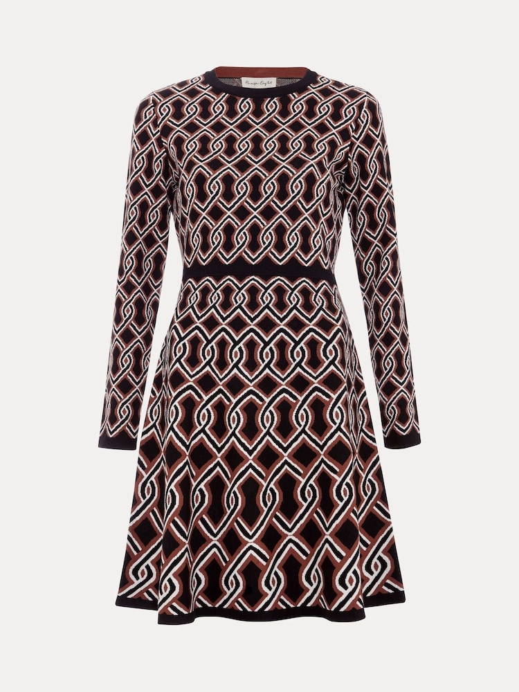 Phase Eight Black Josie Jacquard Fit and Flare Swing Dress - Image 7 of 7