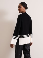 Phase Eight Black Kayleigh Chunky Boxy Striped Jumper - Image 2 of 6