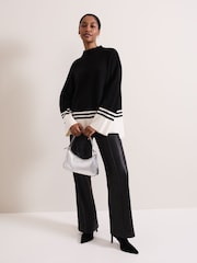 Phase Eight Black Kayleigh Chunky Boxy Striped Jumper - Image 3 of 6