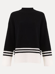 Phase Eight Black Kayleigh Chunky Boxy Striped Jumper - Image 6 of 6