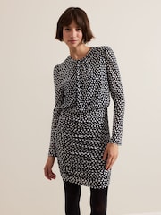 Phase Eight Black Teodroa Spot Mini Ruched Dress - Image 1 of 7