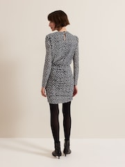 Phase Eight Black Teodroa Spot Mini Ruched Dress - Image 2 of 7