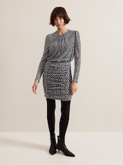 Phase Eight Black Teodroa Spot Mini Ruched Dress - Image 3 of 7