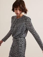 Phase Eight Black Teodroa Spot Mini Ruched Dress - Image 5 of 7