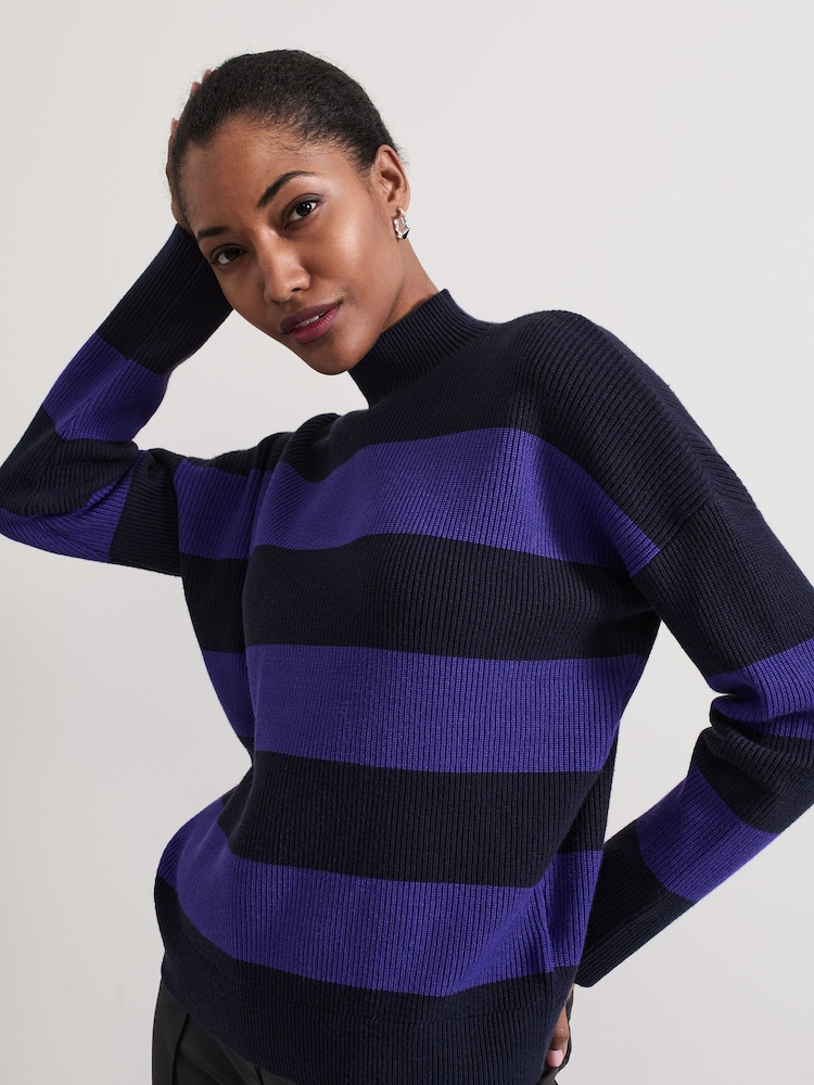 Phase Eight Blue Sammi Stripe Jumper - Image 1 of 6 Phase Eight Blue Sammi Stripe Jumper - Image 1 of 6