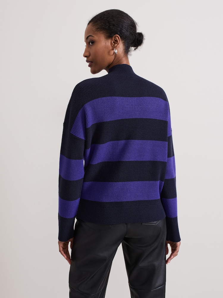 Phase Eight Blue Sammi Stripe Jumper - Image 2 of 6 Phase Eight Blue Sammi Stripe Jumper - Image 2 of 6
