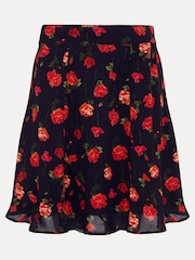 Phase Eight Black Ilaria Rose Print Flippy Skirt - Image 7 of 7