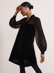 Phase Eight Black Seraphine Black Velvet Tunic Dress - Image 1 of 6