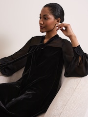 Phase Eight Black Seraphine Black Velvet Tunic Dress - Image 4 of 6