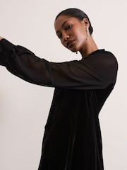 Phase Eight Black Seraphine Black Velvet Tunic Dress - Image 5 of 6