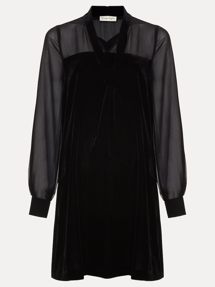 Phase Eight Black Seraphine Black Velvet Tunic Dress - Image 6 of 6