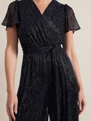 Phase Eight Blue Petite Stella Plisse Jumpsuit - Image 4 of 6