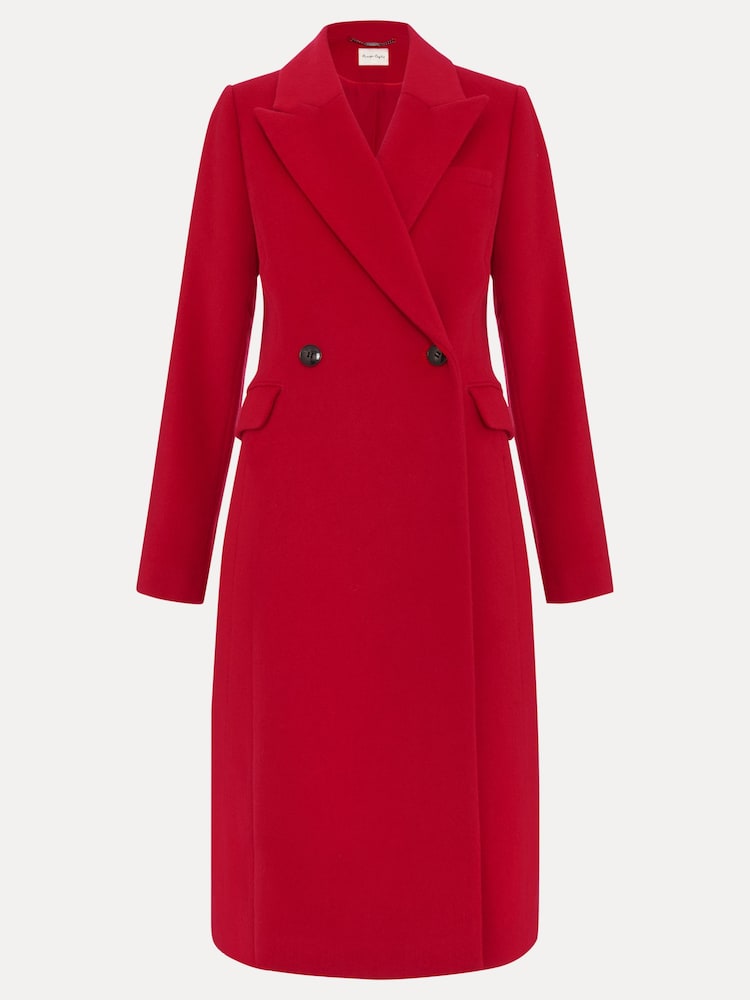 Phase Eight Red Skye Double Breasted Midaxi Wool Coat - Image 8 of 8