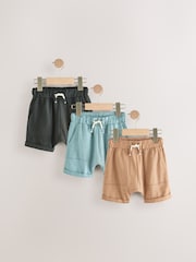 Charcoal Grey/Blue/Tan Brown Lightweight Jersey Shorts 3 Pack (3mths-7yrs) - Image 1 of 7