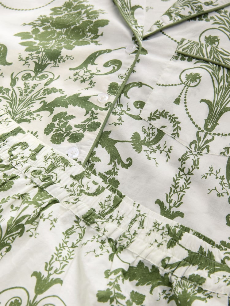 Groen - Laura Ashley 100% Cotton Josette Short Set Button Through Pyjamas - Image 11 of 12