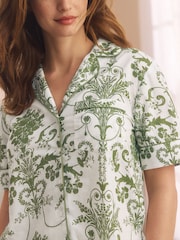 Laura Ashley Green 100% Cotton Josette Short Set Button Through Pyjamas - Image 4 of 12