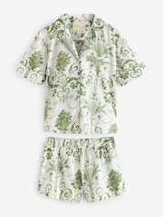 Laura Ashley Green 100% Cotton Josette Short Set Button Through Pyjamas - Image 7 of 12