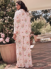 Laura Ashley Yellow Amelie Stripe Button Through Scalloped Pyjamas - Image 2 of 6