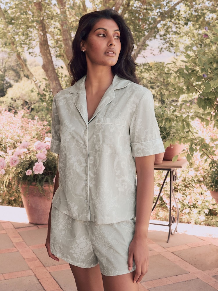 neutre - Laura Ashley pyjama court boutonné 100coton Josette - Image 1 of 10