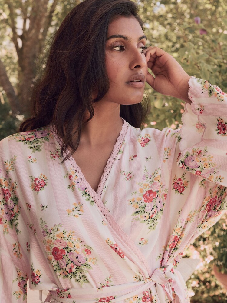 Laura Ashley Yellow Amelie Stripe Robe - Image 2 of 5
