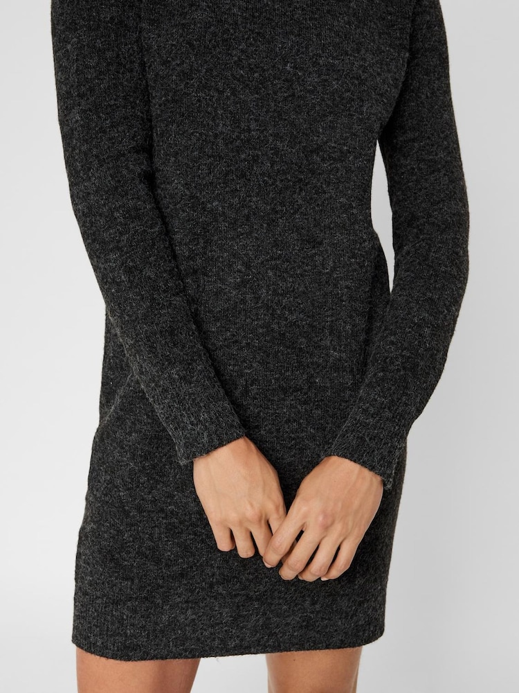 VERO MODA Black Soft Touch Round Neck Knitted Jumper Dress - Image 4 of 5