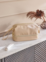Faux Leather Makeup Bag With Zip Brush Compartment - Image 1 of 7