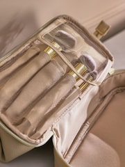 Faux Leather Makeup Bag With Zip Brush Compartment - Image 3 of 7