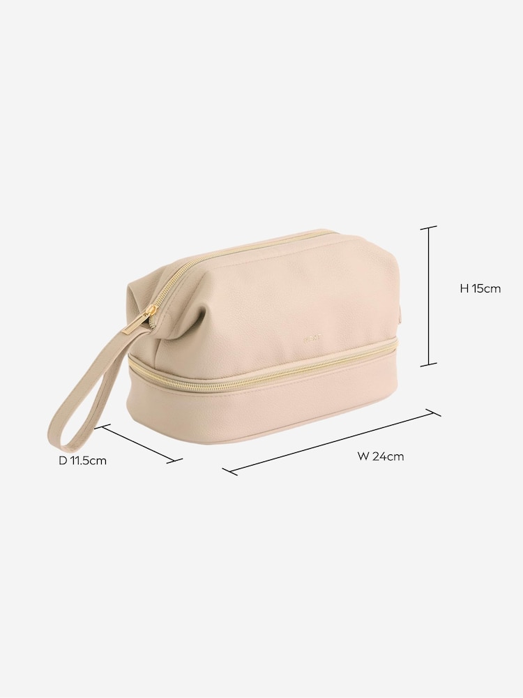 Faux Leather Makeup Bag With Zip Brush Compartment - Image 4 of 4