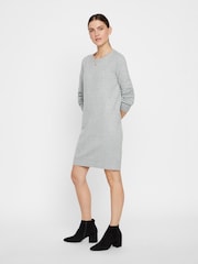 VERO MODA Grey Soft Touch Round Neck Knitted Jumper Dress - Image 1 of 4