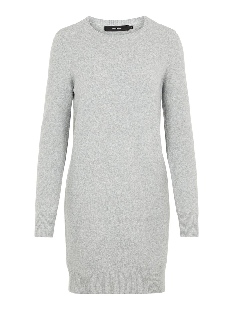 VERO MODA Grey Soft Touch Round Neck Knitted Jumper Dress - Image 4 of 4