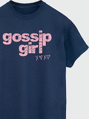 Brands In Blue Womens Boyfriend Fit Gossip Girl Swirl Logo 100% Cotton T-Shirt - Image 3 of 3