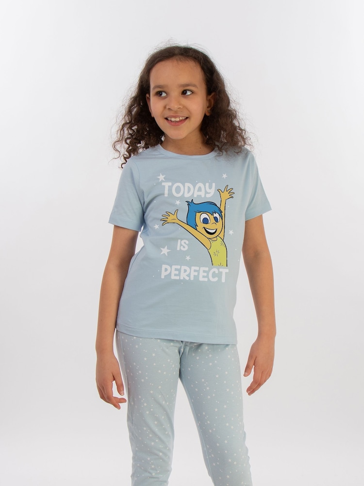 Brands In Blue Girls Disney Inside Out 2 Today is Perfect Stars 100% Cotton Pyjamas - Image 1 of 3