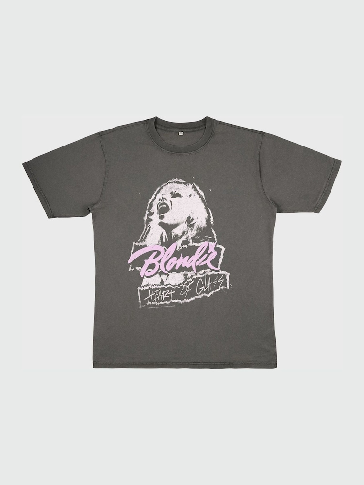 Supacult Grey Blondie Heart Of Glass Women Stone Black Washed Music T-Shirt - Image 2 of 3