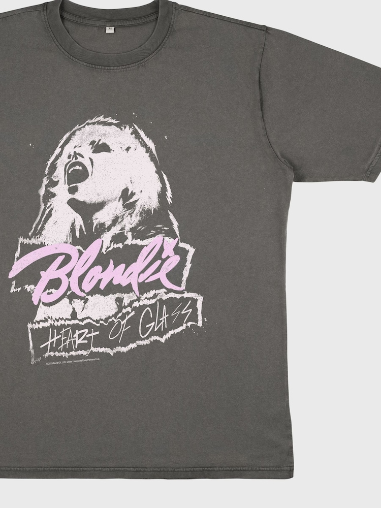 Supacult Grey Blondie Heart Of Glass Women Stone Black Washed Music T-Shirt - Image 3 of 3