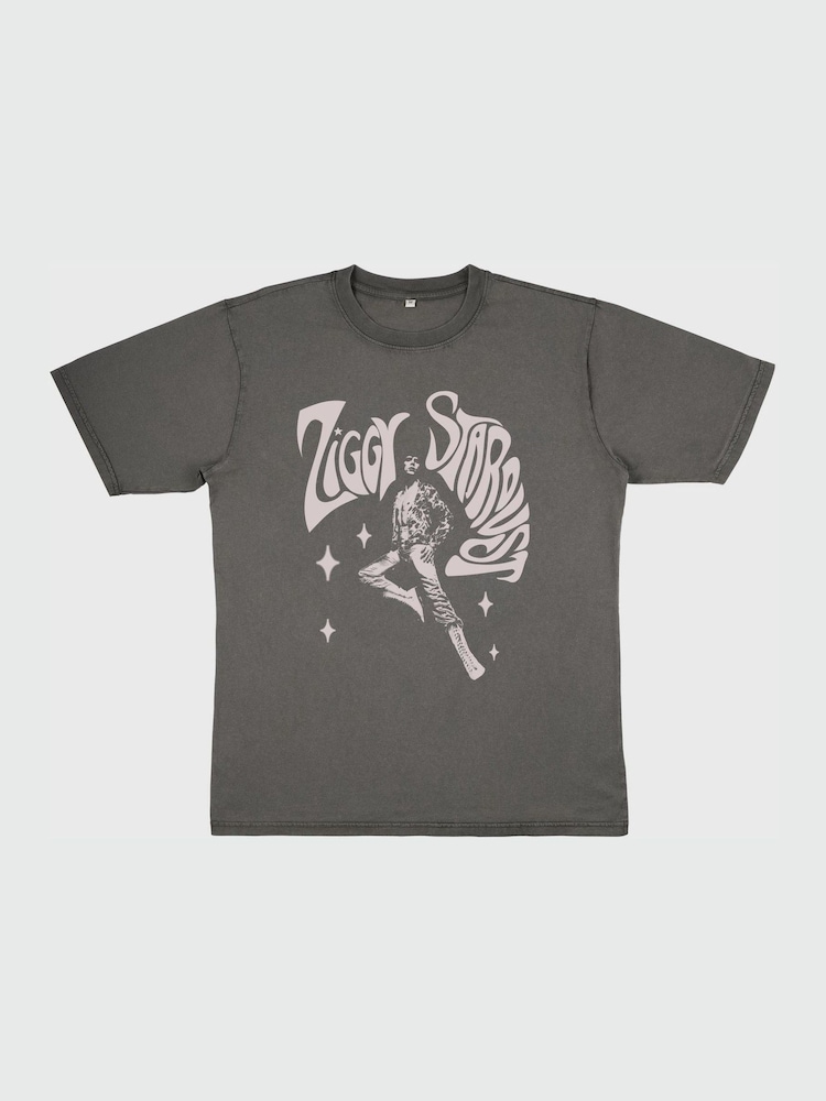 Supacult Grey David Bowie Ziggy Pose Women Stone Black Washed Music T-Shirt - Image 2 of 3