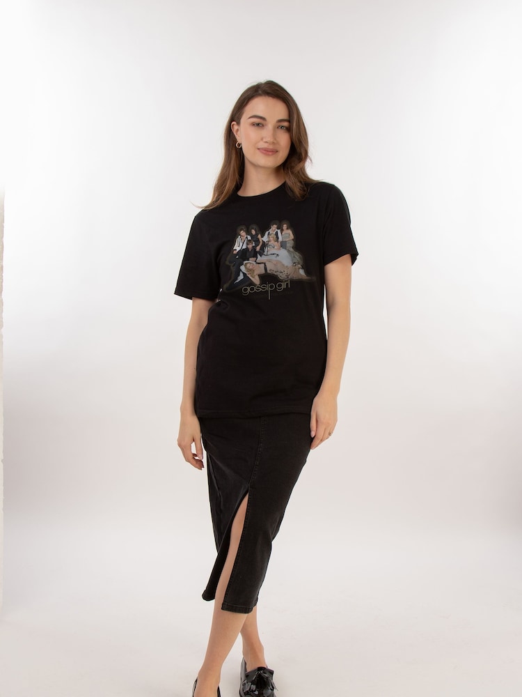 Brands In Black Womens Boyfriend Fit Gossip Girl Group 100% Cotton T-Shirt - Image 1 of 3