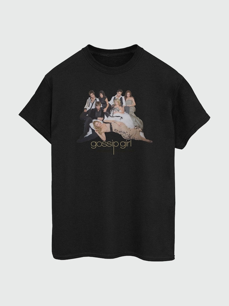 Brands In Black Womens Boyfriend Fit Gossip Girl Group 100% Cotton T-Shirt - Image 2 of 3