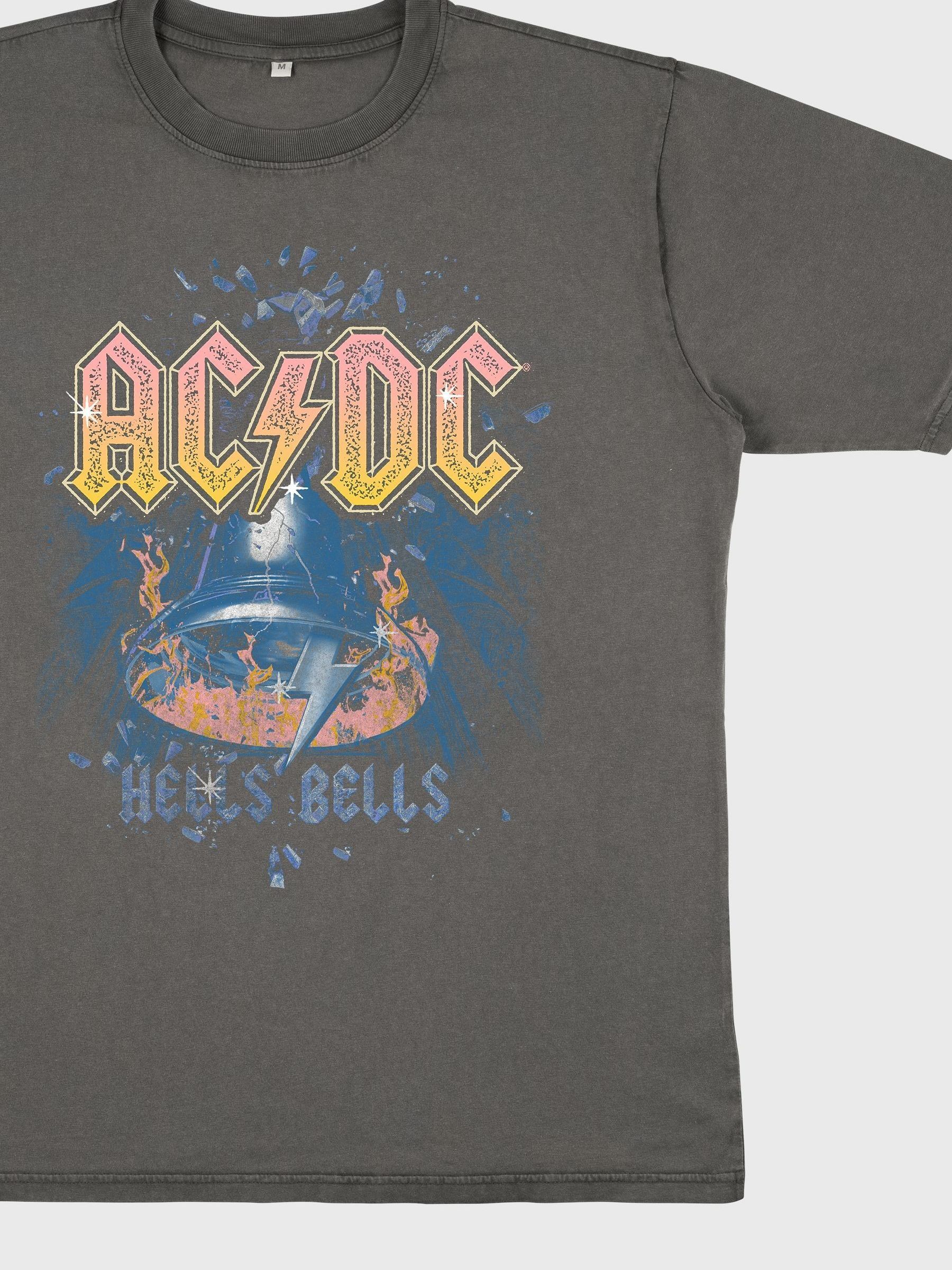 Buy Supacult Grey ACDC Hells Bells Women Stone Black Washed Music
