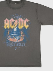 Supacult Grey ACDC Hells Bells Women Stone Black Washed Music T-Shirt - Image 3 of 3
