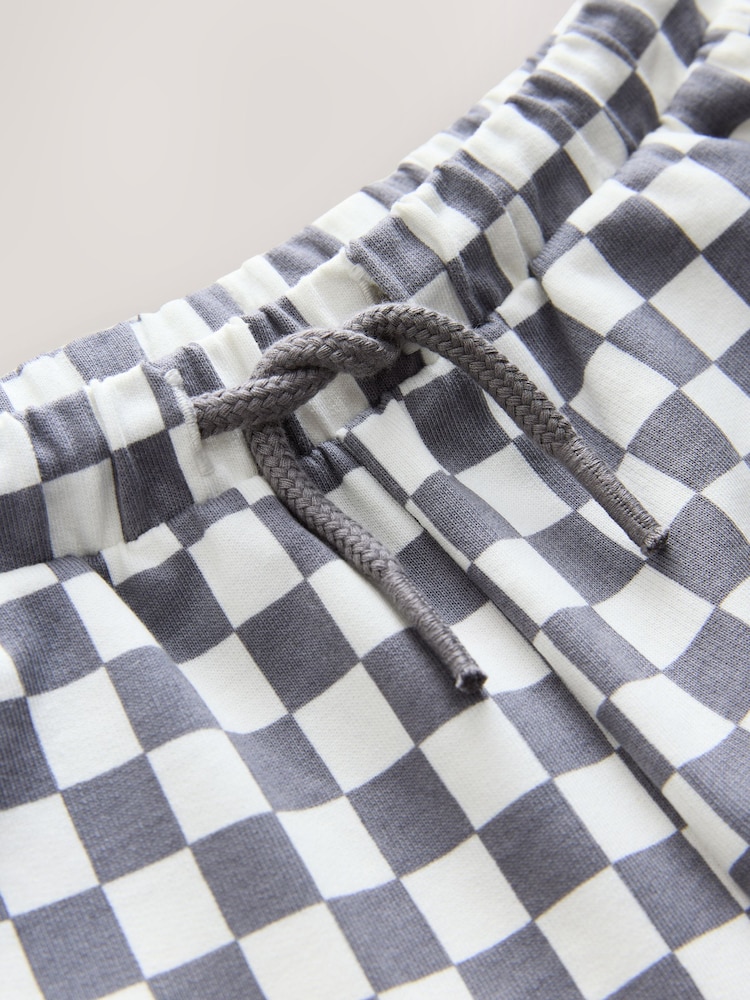 White/Grey Checkerboard Patterned Singles Shorts (3mths-7yrs) - Image 3 of 4