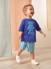 Turquoise Blue Patterned Singles Shorts (3mths-7yrs) - Image 3 of 6